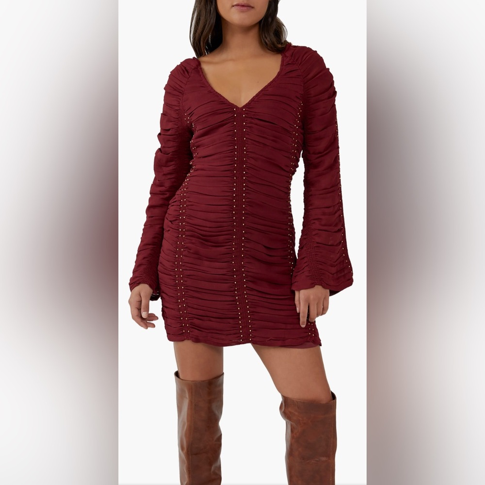 FREE PEOPLE Western Romance Mini Dress in Red Jasper size 8